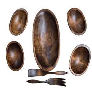 Vintage Kennedy Bros Vermont Wooden Salad Bowl Set